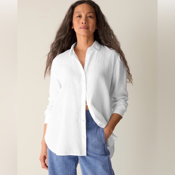 Eileen Fisher Tops - Eileen Fisher White Button-Up Shirt off white size L, Organic Cotton
